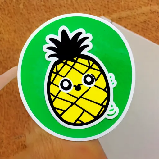 Prompt: die cut sticker of anime cute smiling pineapple
