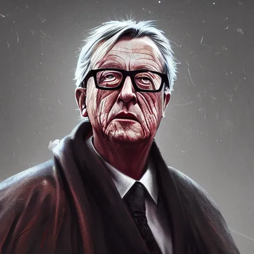 Image similar to Jean-Claude Juncker as a sith lord, post-apocalyptic, Munich, wlop, artstation