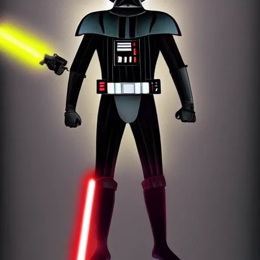 Image similar to darth vader in a strong mechanized power suit, comic book, high quality, high resolution