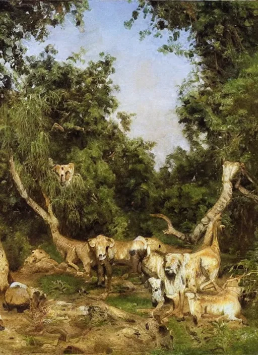 Prompt: artwork painting of a zoo exhibit by eugene von guerard, ivan shishkin, john singer sargent