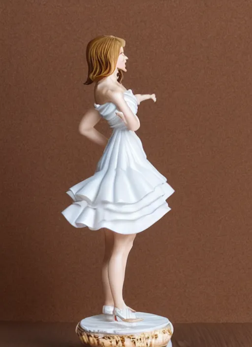 Prompt: Product Introduction Photos, 4K, Full body, 80mm resin detailed miniature of an attractive mature lady in White and short ruffled skirt