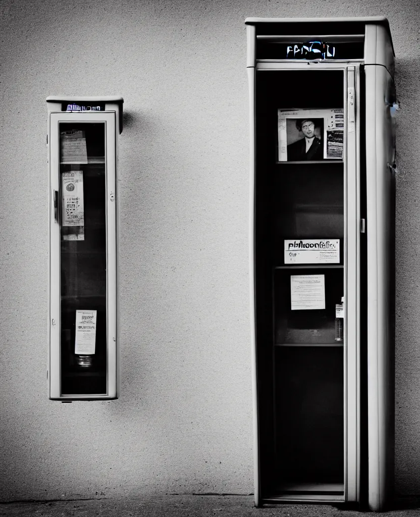 Prompt: photo portrait of a phone booth