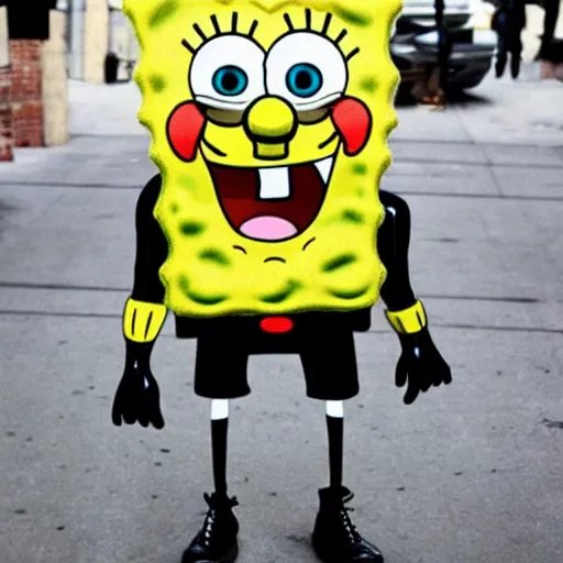 Prompt: Spongebob in real life wearing Rick Owens clothing, avant garde fashion look and clothes, outfit photograph, trending on r/Streetwear