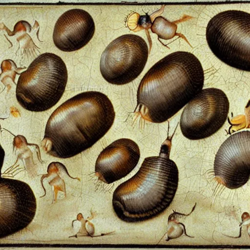 Prompt: hairy snail candy glue macro view by hieronymus bosch