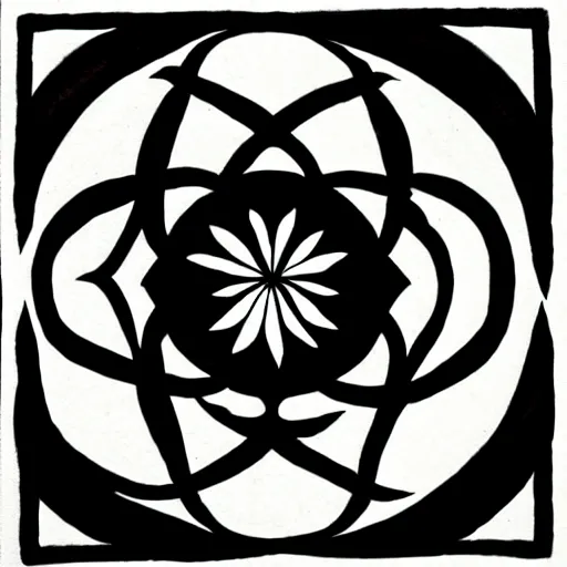 Image similar to zen calligraphic lotus, ink