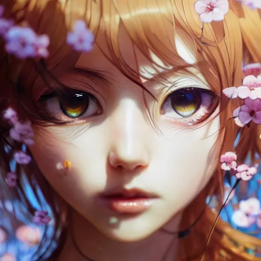 Prompt: terrifying closeup portrait of a beautiful carefree catgirl covered in strings of flowers, by katsuhiro otomo, yoshitaka amano, nico tanigawa, artgerm, greg rutkowski makoto shinkai takashi takeuchi rendered with intense 3 d effect reflective shadowing, cinematic lighting, hyperrealistic illustration uhd 8 k