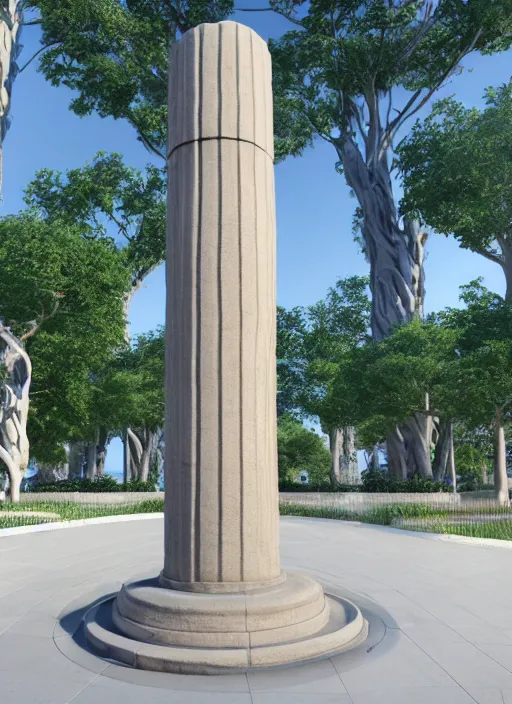 Prompt: highly detailed realistic architecture 3 d render of a futurisctic stele column monument made from balls standing in a city park, archdaily, made in unreal engine 4 octane render