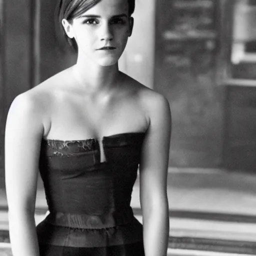 Image similar to Emma Watson, historical photo by Wong Kar-Wai