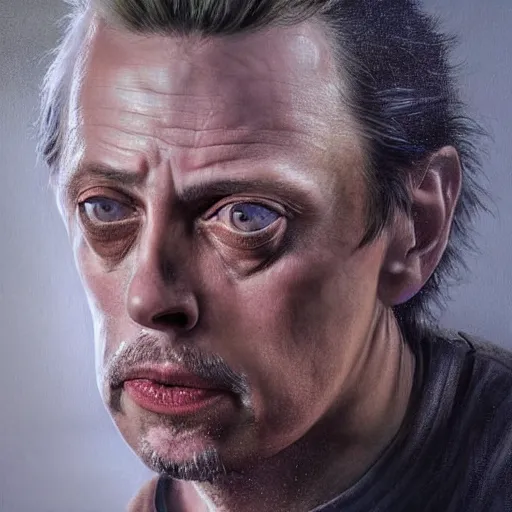 Prompt: hyperrealistic mixed media high resolution painting of Steve Buscemi antagonist The Highlander, stunning 3d render inspired art by Jamie Salmon and WForrest and Greg Rutkowski, perfect facial symmetry, dim volumetric lighting, 8k octane beautifully detailed render, full body shot, post-processing, extremely hyper-detailed, intricate, epic composition, highly detailed attributes, highly detailed atmosphere, cinematic lighting, masterpiece, trending on artstation, very very detailed, masterpiece, stunning, flawless completion, lifelike texture, perfection,