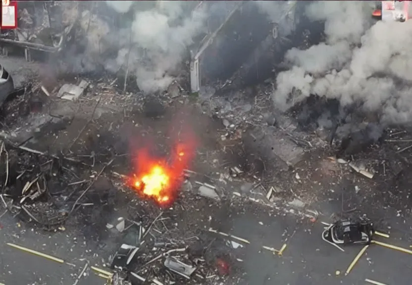 Image similar to cctv footage of a gas explosion