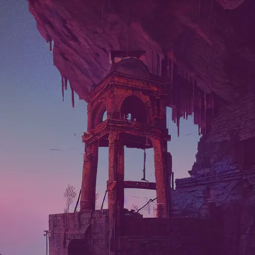 Image similar to an abandoned old rusty clocktower in a dark enormous cave, Low level, rendered by Beeple, Makoto Shinkai, syd meade, simon stålenhag, synthwave style, digital art, unreal engine, WLOP, trending on artstation, 4K UHD image, octane render