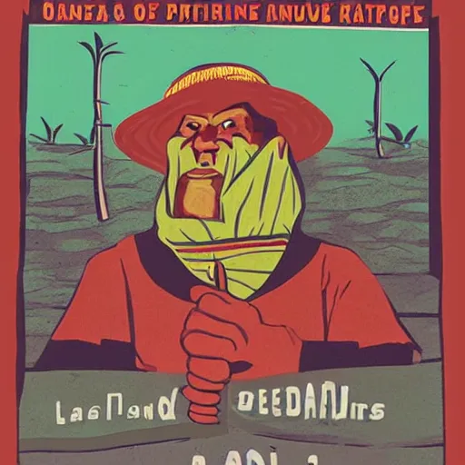 Prompt: a radical leftist political poster for land rights in the Amazon, inspired by OSPAAL posters, HD graphic design