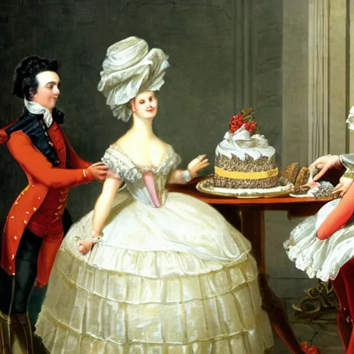 Image similar to Marie Antionette forced to pay up and let the plebians eat cake