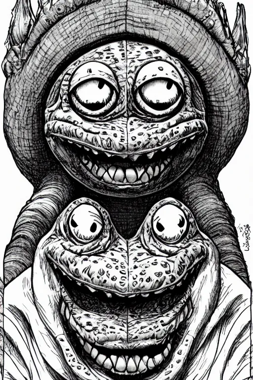 Image similar to toad goblin, symmetrical, highly detailed, digital art, sharp focus, trending on art station, kentaro miura manga art style