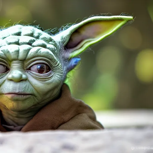 Prompt: yoda's species living out their lives together on their home planet, award winning nature photo 8 k