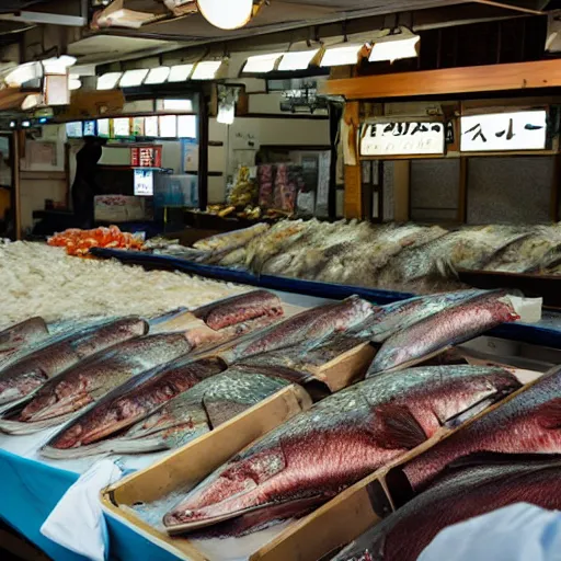 Prompt: Fish market, japan