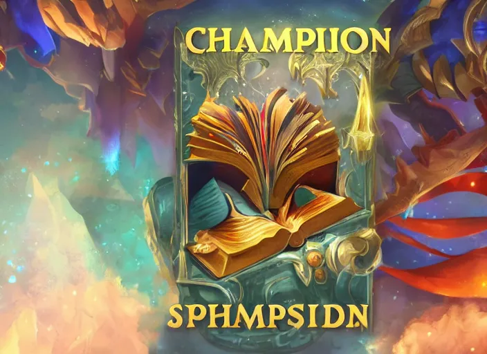 Prompt: champion splashart of a magical book