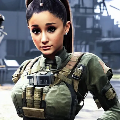 Image similar to Ariana Grande in Call of Duty, 4k