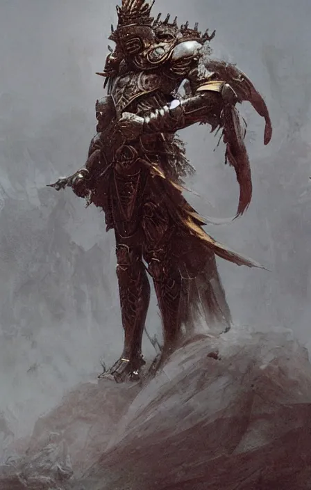 Image similar to zeus god, wearing thunder armor, greek ornamented armor, beksinski, ruan jia, weta workshop concept art