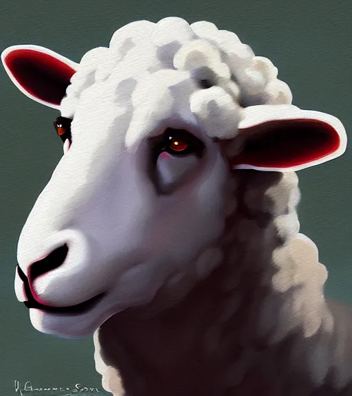 Image similar to george s patton as a sheep, digital oil painting, trending on furaffinity