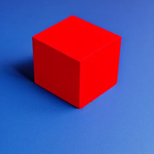 Prompt: A red block on a blue block on a table