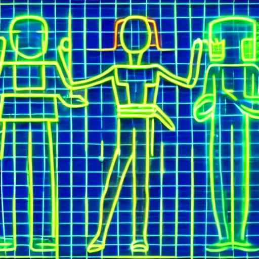 Image similar to futuristic neon glowing hieroglyphs