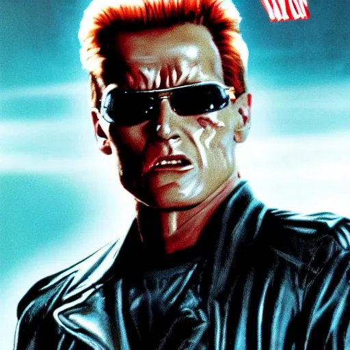 Image similar to terminator movie poster from 9 0 s starring donald trump