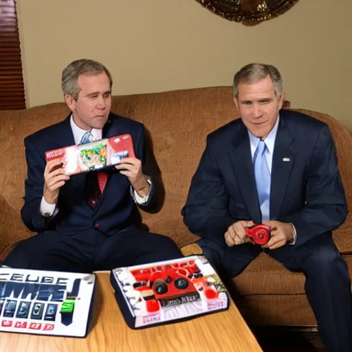 Image similar to George W. Bush playing Super Smash Brothers: Melee on the Nintendo Gamecube