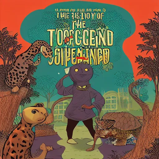 Image similar to the story of the leopard and the tortoise african children storybook colourized book mockup behance presentation in the style of josan gonzalez