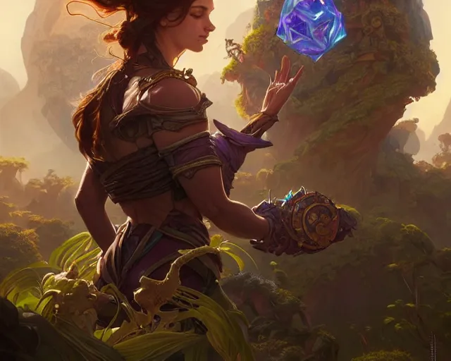 Prompt: a portal from earth to jumanji, deep focus, d & d, fantasy, intricate, elegant, highly detailed, digital painting, artstation, concept art, matte, sharp focus, illustration, hearthstone, art by artgerm and greg rutkowski and alphonse mucha