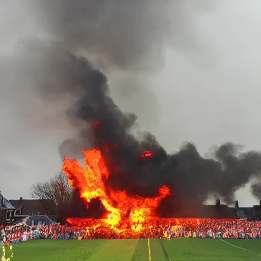 Prompt: Waalwijk on fire