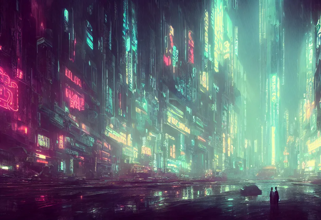 Prompt: a dramatic epic ethereal stunning beautiful and insanely detailed matte painting of a Blade Runner movie still, atmospheric and vaporwave composition, digital art by Kilian Eng and Jean Giraud, winning-award masterpiece, fantastic, octane render, 8K HD Resolution, High quality image
