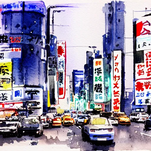 Prompt: tokyo, watercolor