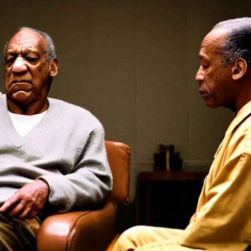 Image similar to bill cosby and oj simpson in a prison cell together, award winning, 8k