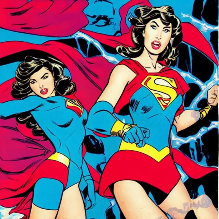 Image similar to megan fox as super girl by jack kirby