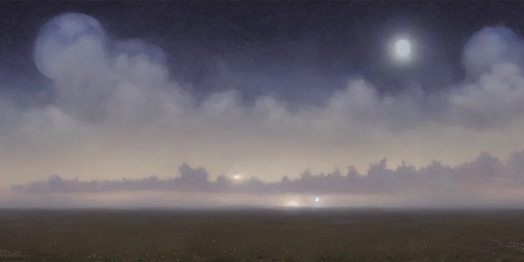 Image similar to the cloudy moonlit sky, landscape art by donato giancola and greg rutkowski, digital art, trending on artstation, symmetry!!, volumetric lighting, darkness