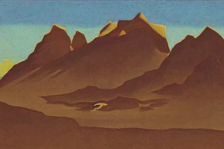 Image similar to artwork by nicholas roerich