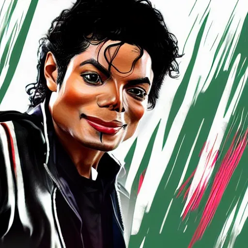 Prompt: Michael Jackson in a GTA 5 loading screen, concept art by Anthony McBain