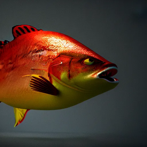 Image similar to fish, octane render, award winning, unreal engine, houdini render, studio light