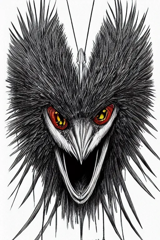 Image similar to crow monster, symmetrical, highly detailed, digital art, sharp focus, trending on art station, kentaro miura manga art style