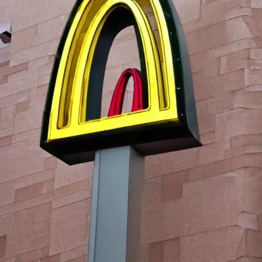 Prompt: mcdonald's sign, funny jumbled letters