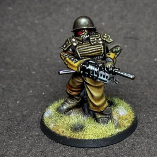 Prompt: an excited Death Korps of Kreig soldier