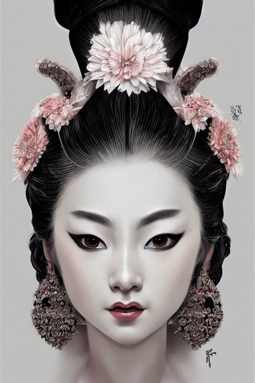 Image similar to hyperrealistic photography of a highly detailed and symmetrical gorgeous geisha female ballerina in the style of vargas and wlop, highly detailed, face symmetry, masterpiece, award - winning, sharp focus, intricate concept art, ambient lighting, 8 k, artstation