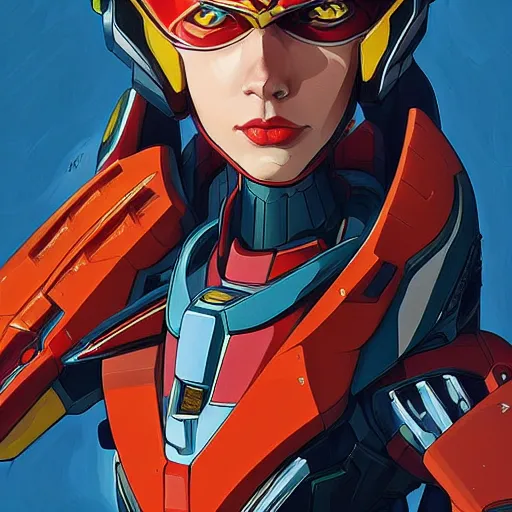 Image similar to a portrait of a stunning beautiful elite gal gadot gundam pilot, with an intricate, detailed, urban inspired hiphop afro futuristic helmet, vector behance hd jesper ejsing, rhads, makoto shinkai, lois van baarle, ilya kuvshinov, rossdraws, hd, 3 2 k, ilya kuvshinov, gustav klimt