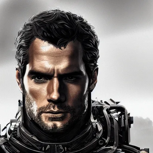 Image similar to henry cavill portrait, dystopia core, apocalyptic, armor, warrior, dramatic, sharp focus, fiction, neon, fantasy, hyper detailed, digital art, trending in artstation, cinematic lighting, studio quality, smooth render, unreal engine 5 rendered, octane rendered, art style and nixeu and wlop and krenz cushart