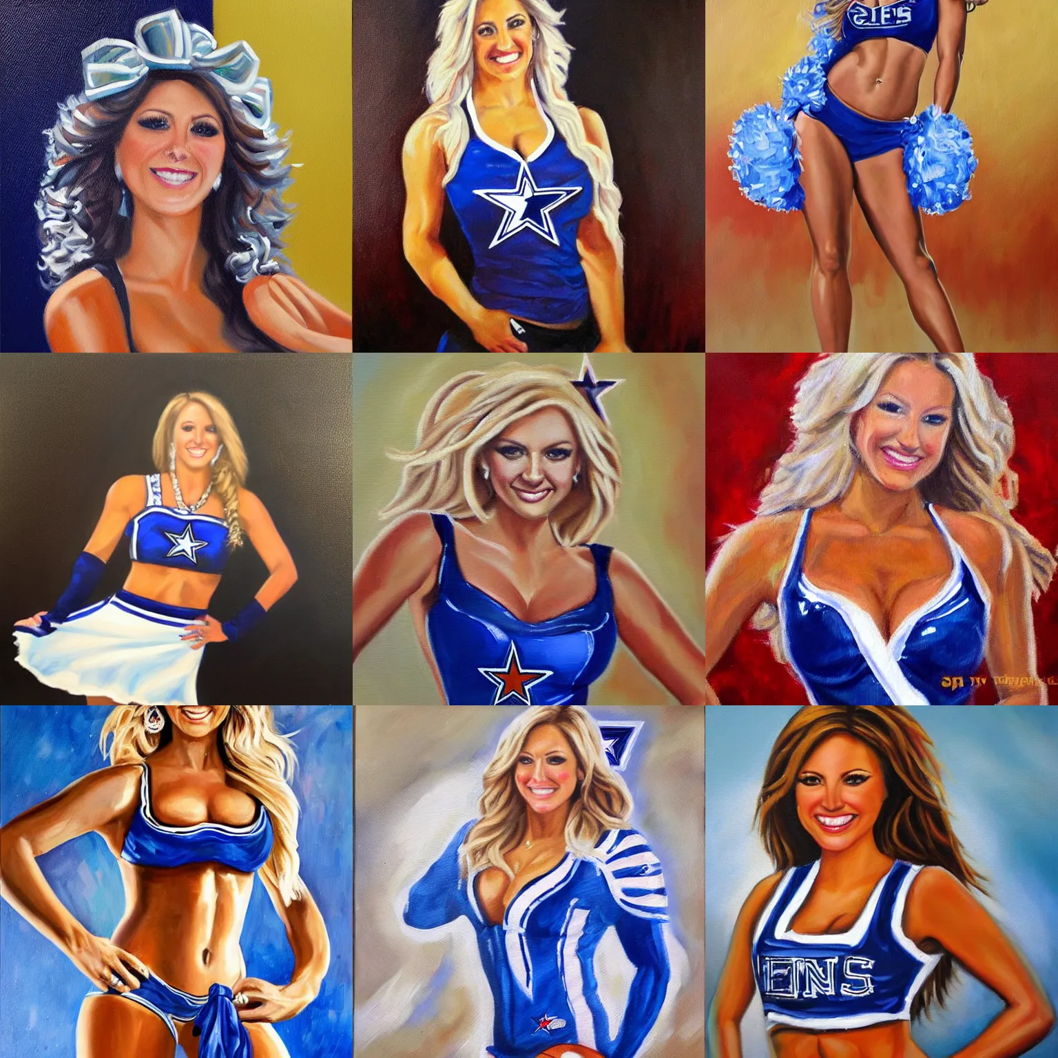 Prompt: An oil painting of Jenna Lene (Dallas Cowboys Cheerleader)