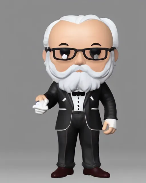 Prompt: full body 3 d render of col sanders as a funko pop!, four, studio lighting, white background, single body, no shadow, blender, trending on artstation, 8 k, highly detailed