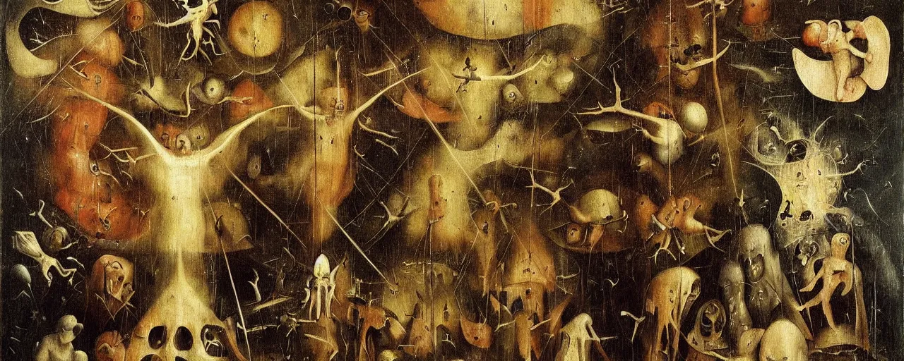 Image similar to Purgatory Triptych by Hieronymus Bosch, surreal oil painting, highly detailed, dream like, masterpiece