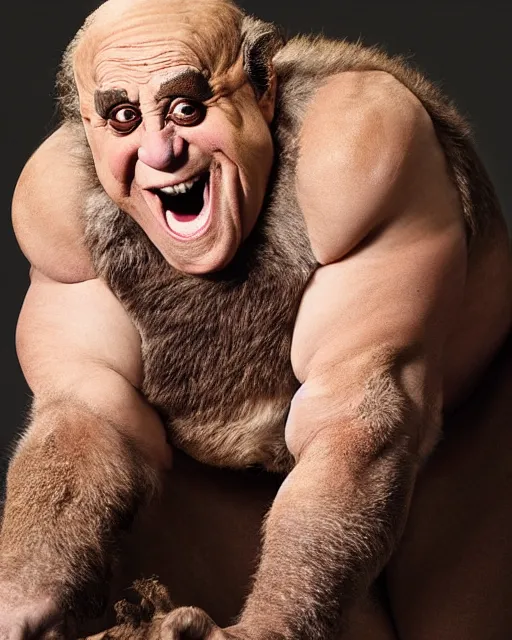 Prompt: actor Danny Devito in Elaborate Pan Satyr Goat Man Makeup as the character Phil for Disney’s Live Action Hercules movie, prosthetics designed by Rick Baker, Hyperreal, Head Shots Photographed in the Style of Annie Leibovitz, Studio Lighting