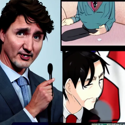 Prompt: justin trudeau crying, anime style